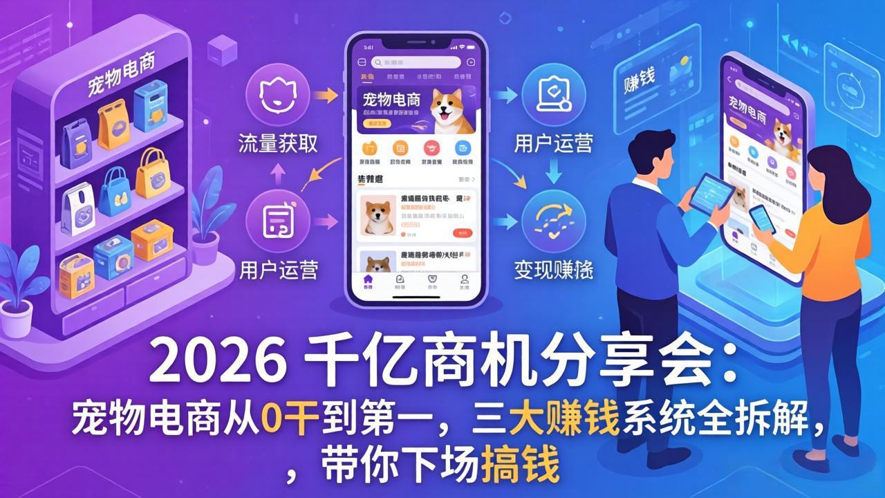 2026 千亿商机分享会：宠物电商从0干到第一，三大赚钱系统全拆解，带你下场搞钱-送财鼠