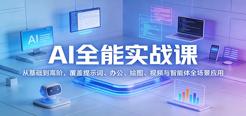 AI全能实战课：从基础到高阶，覆盖提示词、办公、绘图、视频与智能体全场景应用-送财鼠