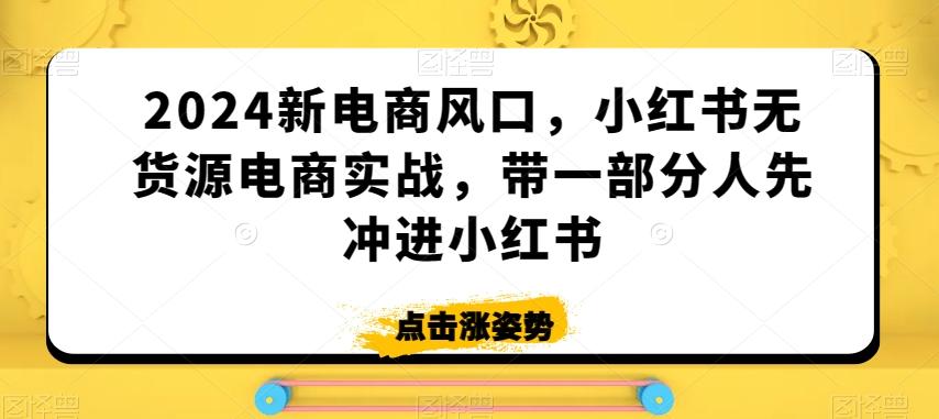 2024新电商风口，小红书无货源电商实战，带一部分人先冲进小红书-送财鼠