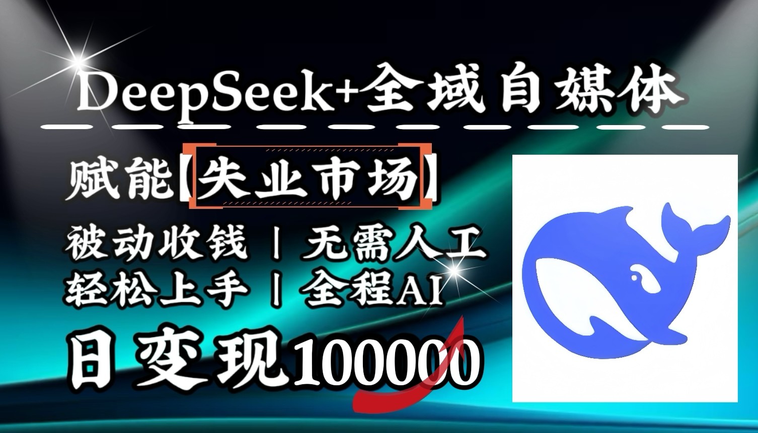 降维打击，DeepSeek+失业市场，全自动操作，结合人人刚需，单月利润轻松破100000＋-送财鼠