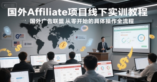 国外Affiliate项目线下实训教程，国外广告联盟从零开始的具体操作全流程-送财鼠