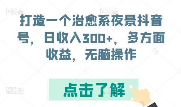 打造一个治愈系夜景抖音号，日收入300+，多方面收益，无脑操作【揭秘】-送财鼠