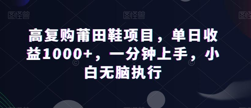 高复购莆田鞋项目，单日收益1000+，一分钟上手，小白无脑执行-送财鼠
