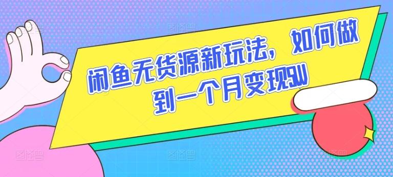 闲鱼无货源新玩法，如何做到一个月变现5W【揭秘】-送财鼠