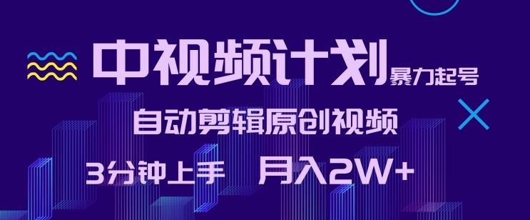 中视频计划暴力起号，自动剪辑原创视频，3分钟上手，月入2W+【揭秘】-送财鼠