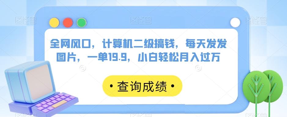 全网风口，计算机二级搞钱，每天发发图片，一单19.9，小白轻松月入过万【揭秘】-送财鼠