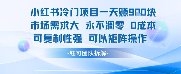 小红书冷门项目一天收益9张，市场需求大，0成本，可复制性强可以矩阵操作-送财鼠