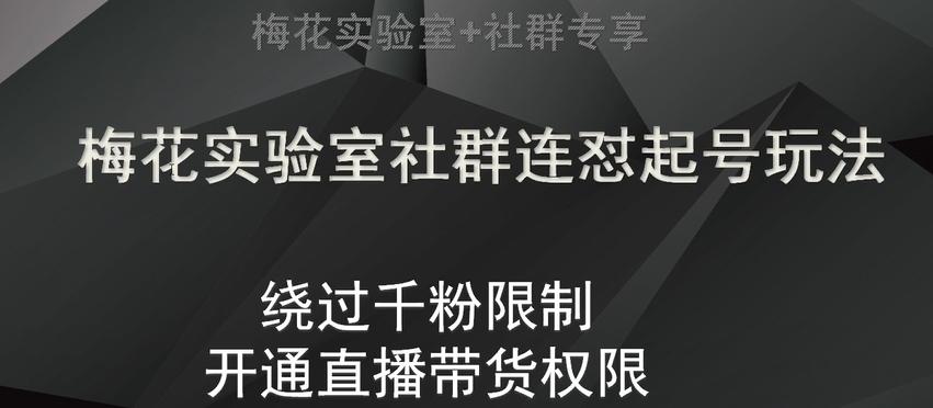 梅花实验室社群连怼起号玩法，视频号绕过千粉限制，开通直播带货权限【揭秘】-送财鼠