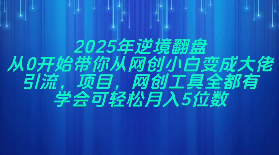 2025年逆境翻盘，从0开始带你从网创小白变成大佬，引流，项目，网创工…-送财鼠