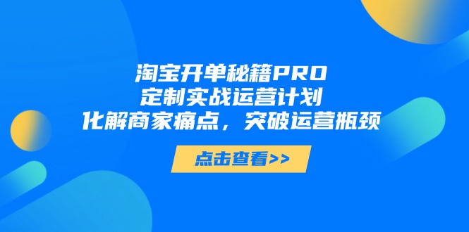 淘宝开单秘籍PRO，定制实战运营计划，化解商家痛点，突破运营瓶颈-送财鼠