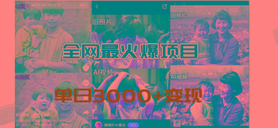 全网爆火的AI让老照片动起来教程，蹭热点日赚3000+，内含免费工具一键…-送财鼠