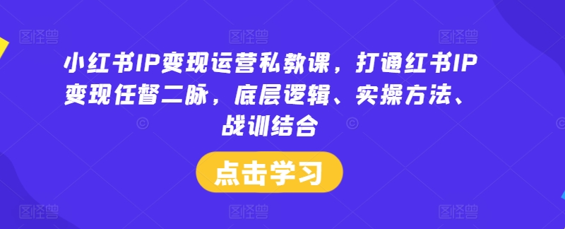 小红书IP变现运营私教课，打通红书IP变现任督二脉，底层逻辑、实操方法、战训结合-送财鼠