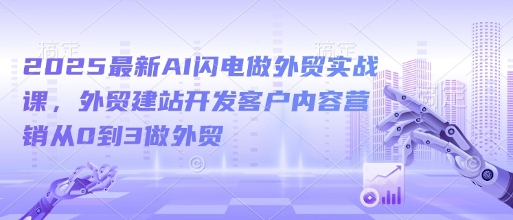 2025最新AI闪电做外贸实战课，外贸建站开发客户内容营销从0到3做外贸-送财鼠
