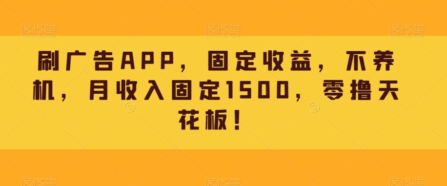 刷广告APP，固定收益，不养机，月收入固定1500，零撸天花板！-送财鼠