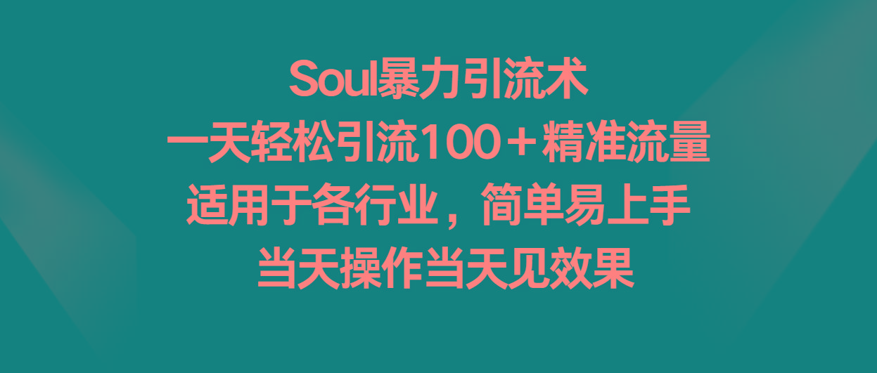 Soul暴力引流术，一天轻松引流100＋精准流量，适用于各行业，简单易上手！-送财鼠