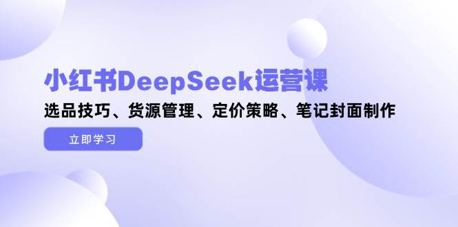 小红书DeepSeek运营课，选品技巧、货源管理、定价策略、笔记封面制作-送财鼠