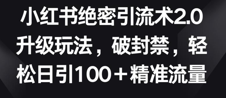 小红书绝密引流术2.0升级玩法，破封禁，轻松日引100+精准流量【揭秘】-送财鼠