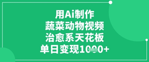 用Ai制作蔬菜动物视频,治愈系天花板,单日变现1k