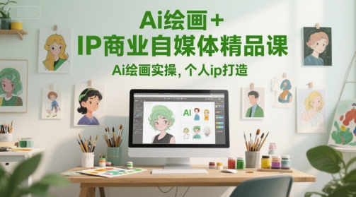 Ai绘画+IP商业自媒体精品课，Ai绘画实操，个人ip打造-送财鼠