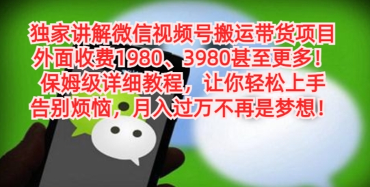 独家讲解微信视频号搬运带货项目，保姆级详细教程-送财鼠