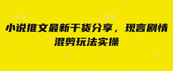 小说推文最新干货分享，现言剧情混剪玩法实操-送财鼠