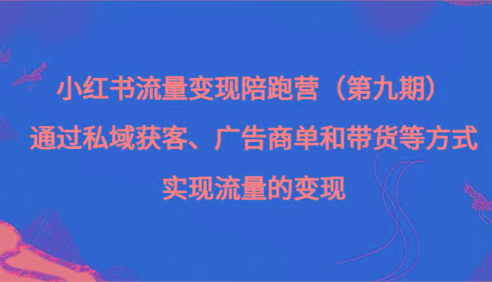 小红书流量变现陪跑营（第九期）通过私域获客、广告商单和带货等方式实现流量变现-送财鼠