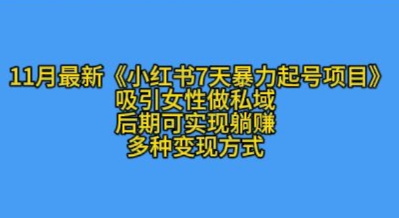 K总部落11月最新小红书7天暴力起号项目,吸引女性做私域【揭秘】
