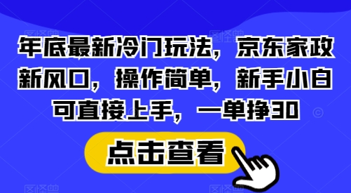 年底最新冷门玩法，京东家政新风口，操作简单，新手小白可直接上手，一单挣30【揭秘】-送财鼠