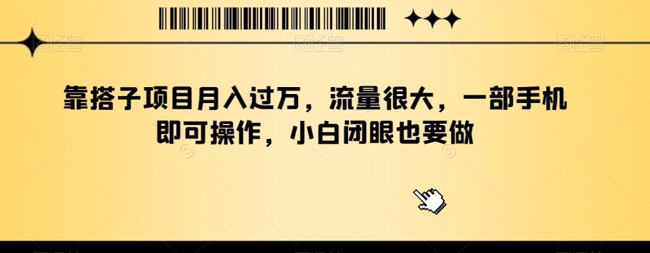 靠搭子项目月入过万，流量很大，一部手机即可操作，小白闭眼也要做-送财鼠