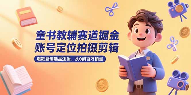童书教辅赛道掘金，账号定位拍摄剪辑，爆款复制选品逻辑，从0到百万销量-送财鼠