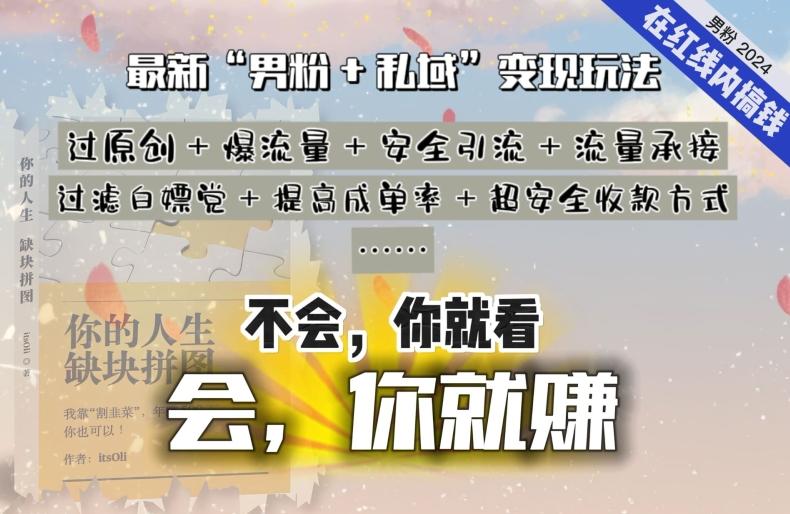 2024,“男粉+私域”还是最耐造、最赚、最轻松、最愉快的变现方式【揭秘】