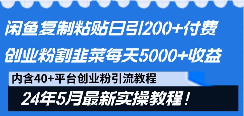 闲鱼复制粘贴日引200+付费创业粉，24年5月最新方法！割韭菜日稳定5000+收益-送财鼠
