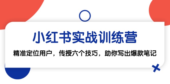小红书实战训练营：精准定位用户，传授六个技巧，助你写出爆款笔记-送财鼠