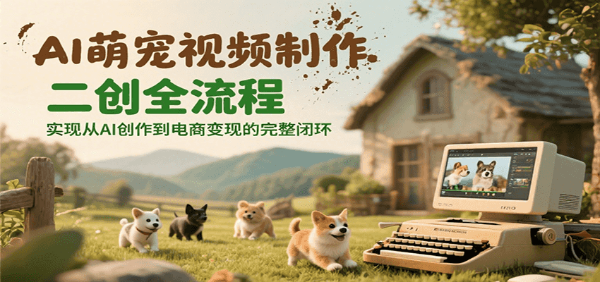 AI萌宠视频制作二创全流程，实现从AI创作到电商变现的完整闭环-送财鼠