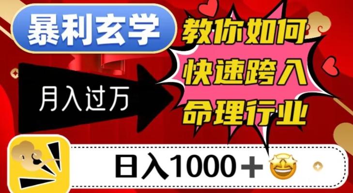 暴利玄学，教你如何快速跨入命理行业，日入1000＋月入过万-送财鼠