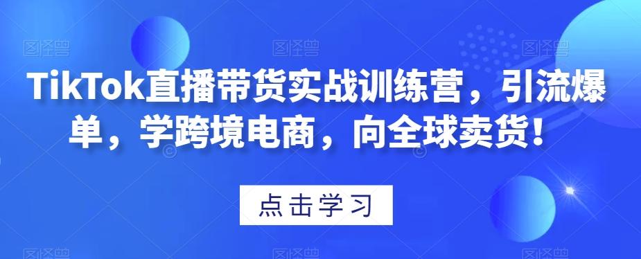 TikTok直播带货实战训练营，引流爆单，学跨境电商，向全球卖货！-送财鼠