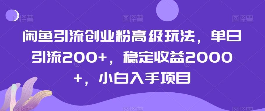 闲鱼引流创业粉高级玩法，单日引流200+，稳定收益2000+，小白入手项目-送财鼠