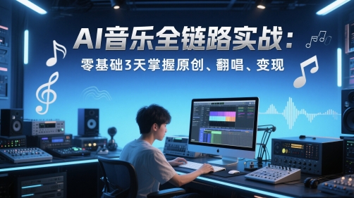 AI音乐全链路实战变现课：零基础3天掌握原创、翻唱、变现-送财鼠
