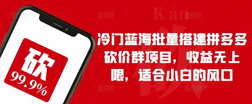 冷门蓝海批量搭建拼多多砍价群项目，收益无上限，适合小白的风口【揭秘】-送财鼠