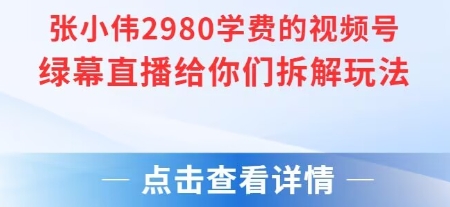 张小伟2980付费额视频号绿幕直播给你们拆解玩法-送财鼠