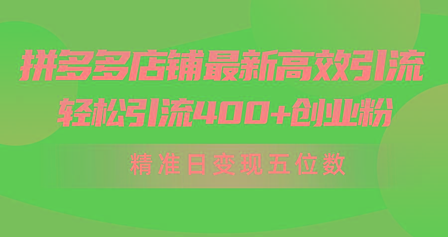 (10041期)拼多多店铺最新高效引流术，轻松引流400+创业粉，精准日变现五位数！-送财鼠