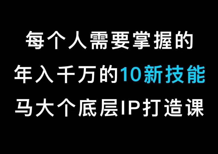 马大个的IP底层逻辑课，​每个人需要掌握的年入千万的10新技能，约会底层IP打造方法！-送财鼠