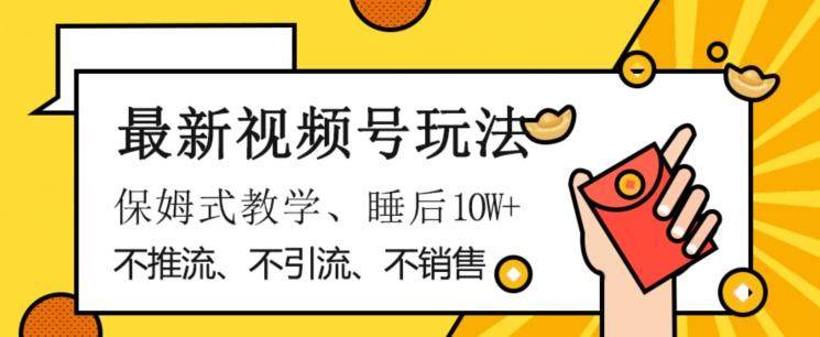 最新视频号玩法，不销售、不引流、不推广，躺着月入1W+，保姆式教学，小白轻松上手【揭秘】-送财鼠