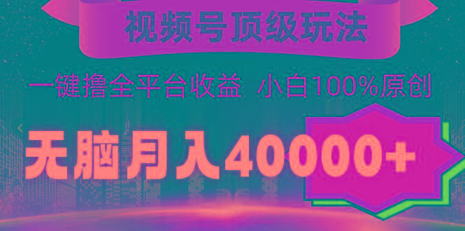 (9281期)视频号顶级玩法，无脑月入40000+，一键撸全平台收益，纯小白也能100%原创-送财鼠