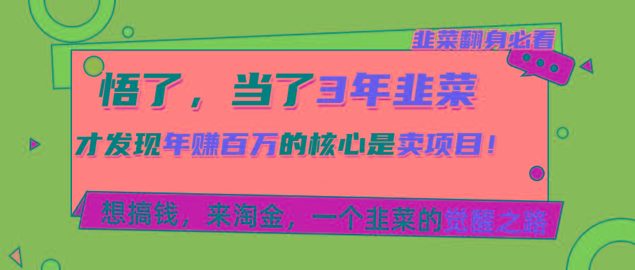 悟了，当了3年韭菜，才发现网赚圈年赚100万的核心是卖项目，含泪分享！-送财鼠