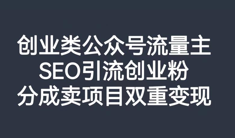 创业类公众号流量主，SEO引流创业粉，分成卖项目双重变现【揭秘】-送财鼠