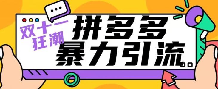 【首发】双十一拼多多暴力引流，日引300+微信-送财鼠