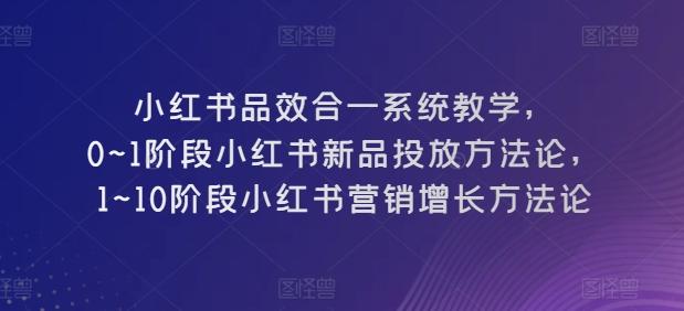 小红书品效合一系统教学，​0~1阶段小红书新品投放方法论，​1~10阶段小红书营销增长方法论-送财鼠