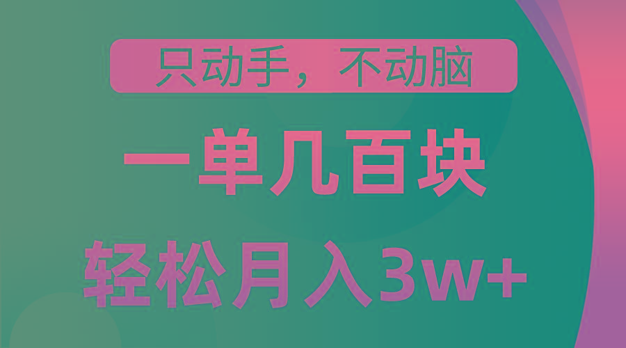 只动手不动脑，一单几百块，轻松月入3w+，看完就能直接操作，详细教程-送财鼠