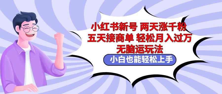 小红书新号两天涨千粉五天接商单轻松月入过万 无脑搬运玩法 小白也能轻…-送财鼠